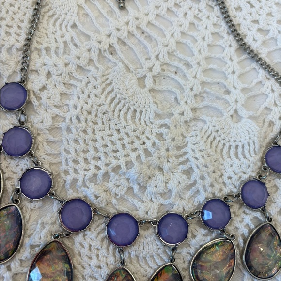 Vintage charming Charlie Purple and Iridescent Necklace - Picture 3 of 5